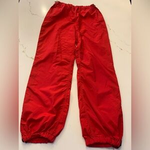 L.L Bean Red Vintage Pants Black Side Zipper Windbreaker Women's Size Medium.